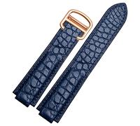 WFRUEDWC Correa de reloj de cuero de cocodrilo americano adecuado para carrier azul globo convexa correa de cuero 18 20 mm hombres y mujeres negros (color: broche de oro de 10 mm, tamaño: 20-12 mm)