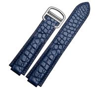 WFRUEDWC Correa de reloj de cuero de cocodrilo americano adecuado para carrier azul globo convexa correa de cuero 18 20 mm hombres y mujeres negros (color: broche de oro de 10 mm, tamaño: 20-12 mm)