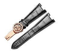 WFRUEDWC Correa de reloj de cuero genuina para Patek Philippe 5711 5712g Impermeable a prueba de sudor cóncavo plegable Plegado Banda de vigilancia de 25 mm