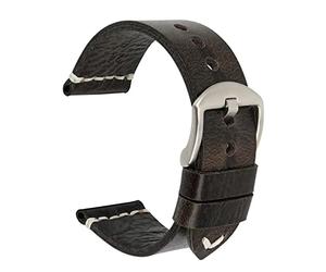 WFRUEDWC Madrena de muñeca de muñeca de relojes hechas a mano vintage de cuero a mano 20 mm 22 mm 22 mm 23 mm de 24 mm Band de reloj (color: broche de oro de 10 mm, tamaño: 24 mm)