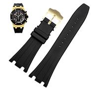 WFRUEDWC Madrilla para la pulsera de la correa de goma de silicona suave de 28 mm para el cinturón de la banda de reloj de roble Royal 40 mm (color: broche de oro de 10 mm, tamaño: 28 mm)