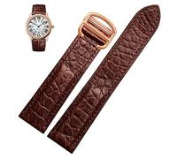 WFRUEDWC Mira la correa adecuada para Cartier Crocodile Leather Watch Strap Men Tank Tank Key London Calibo Watch Women 20 mm (Color: 10 mm de cierre de oro, tamaño: 17 mm)