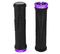WFS Volatus Single Lock-on Grips for Mountain Bikes, Road, City Bike, 33 mm OD Soft Comfort Ergonómico, Anti-Slip 22 mm ID Locking Handlebar Grips for MTB, 1 Par, Black x Purple