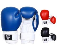 WFX Guantes de Boxeo para niños para Artes Marciales Sparring Junior Mitts de Cuero Resistente MMA Entrenamiento Saco de Boxeo Guantes llamativos Muay Thai Kick Boxing niños y niñas (Azul, 4OZ)