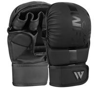 WFX MMA Guantes de Artes Marciales Mitones Sparring Grappling Muay Thai Jaula Lucha Palma Abierta Soporte de muñeca Ajustable Boxeo Entrenamiento Combate Deportes Saco de Boxeo Kickboxing Maya Hide