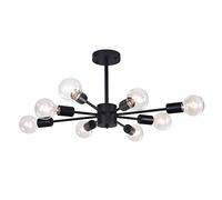 WFZRXFC Candelabro Sputnik de poste largo negro 8 luces Luminaria de techo de montaje semi empotrado de simplicidad retro Lámpara de techo de estilo industrial Farmhouse Lámpara Vintage para Cocina, C