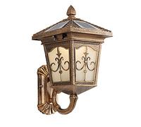 WFZRXFC Lámpara de Montaje en Pared Exterior Cuadrada de Bronce Lámpara de Pared de Control de luz Inteligente Solar para Villas con jardín en el Patio Wall Lantern Dusk to Dawn