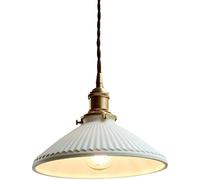 WFZRXFC Luz Colgante Plisada Vintage Lámparas Colgantes de Pantalla de cerámica Blanca de 9 "E26 Portalámparas de latón Luz de Techo Colgante para Isla de Cocina, Dormitorio, casa de Campo
