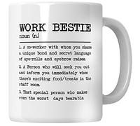 WG - Taza con texto en inglés "Work Bestie" para BestFriend", taza de café para amiga, taza de café increíble, mejor amigo