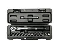 WGB - Llave dinamométrica pequeña de 1/4" para coche, moto y bicicleta | Caja de carraca pequeña con juego de puntas 2-24 Nm 15 piezas | Juego de herramientas profesionales con tuercas