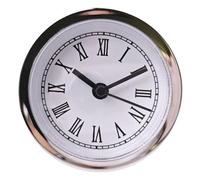 WGBOSMG Clock Making Supplies - Mecanismo de cuarzo de 60 mm con elegantes números romanos y adornos plateados, pequeños y redondos