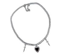 WGBOSMG Collar con colgante de corazón de espina gótica fuerte, colgante de acero inoxidable, cadena de clavícula para cualquier ocasión, One Size, como se describe, como se describe