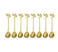 WGBOSMG Cuchara de acero inoxidable resistente con patrón de hojas naturales, ideal para alimentos ácidos y uso diario en varios ajustes. Cuchara de viaje