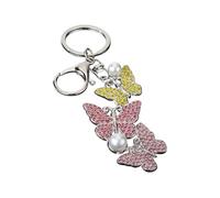 WGBOSMG Llavero con colgante de mariposa brillante para mujer, aspecto de perla, cierre de langosta, monedero, decoración diaria, accesorio de fiesta, D, A