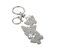 WGBOSMG Llavero con colgante de mariposa brillante para mujer, aspecto de perla, cierre de langosta, monedero, decoración diaria, accesorio de fiesta, transparente, B