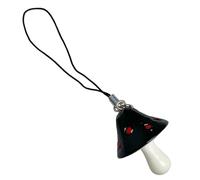 WGBOSMG Llavero de seta en miniatura alegre hecho de resina resistente, tamaño compacto para viajes escolares, accesorios de regalo únicos, bonito llavero de hongo, Negro, keychain