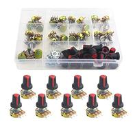 wgcd 27 pcs B1 K B2 K B5 K B10 K B20 K B50 K B100 K B500 K B1 M Ohm moleteadas eje lineal Rotary Taper potenciómetro con Cap Kit