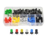 WGCD 72 piezas momentáneo Tacto Tacto Pulsador Micro Interruptor 6 x 6 x 9 mm 7 Color Cap.