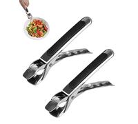 WGCHAIE 2 Pinzas de Cocina, Pinza Horno con Silicona, Material de Acero Inoxidable con Silicona, Mango Anti-Deslizante, para Cuencos Multiusos, Resistentes Al Calor y Duraderas, Negro