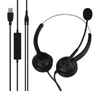 WGFOIP Auriculares del Centro de Llamadas USB con Micrófono, Función de Silencio de Cancelación de Ruido, Compatibilidad Universal para Trabajadores de Oficina de Servicio Al Cliente