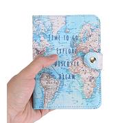 WGFOIP Funda Protectora de Cuero PU para Pasaporte, Funda Pasaporte Portadocumentos Viaje Porta Pasaporte, Ranuras para Tarjetas de Crédito, Ligero y Delgado(Mapa del Mundo)