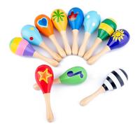 WGFOIP Kid Maracas Shaker Sonajero Instrumento Musical Diversión para Niños Tiempo de Juego Educativo Madera Color Brillante 1 Unidad