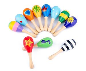 WGFOIP Kid Maracas Shaker Sonajero Instrumento Musical Diversión para Niños Tiempo de Juego Educativo Madera Color Brillante 1 Unidad