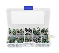 WGFOIP Kit Surtido de Condensadores Electrolíticos, 100 Piezas, Bricolaje de Alto Grado para Entusiastas de la Electrónica de Reparación de Circuitos de Audio, Variedad de Tamaños de 10V-63V