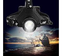 WGFOIP Linterna Frontal XHP70 para Exteriores, Zoom Telescópico, Brillo de 5 Niveles, Lámpara Frontal con Carga USB para Uso Nocturno