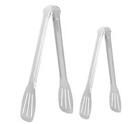 WGFOIP Pinzas para Alimentos Clamp/Holder Duradero de Acero Inoxidable para Pan, Pastel, Ensalada y Bistec para Cocina, Buffet, Plateado, Tamaños de 9,3 y 11,4 Pulgadas, Juego de 2 Piezas