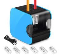 WGIDSKKI Sacapuntas Electrico, Sacapuntas cn Doble Orificio, Batidadores Y USB Dos de Moda con 6 Cuchillas Y 1 Cepillo, 2 TamañOs Grosor de LáPices Para NiñOs, Azul (Cuadrado)