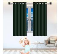 WGLF SUN Cortina Cocina 144 x 186 cm Cortinas Termicas Aislantes Frio y Calor Cortinas Blackout Salon Modernas para Ventanas Dormitorio, Verde Oscuro