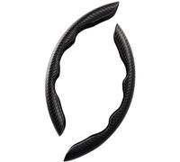 WGNGVFEN 2 Piezas Coche Fundas para Volante para Audi Q5 SQ5 2008-2025, Segmentada Fibra de Carbono Protector Volante Antideslizantes Accesorios Interior,A/Black