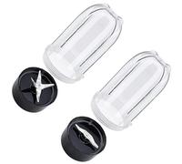 WGQRWX 2 Paquete 16OZ Tazas Altas con Combo de Cuchillas Cruz y Plana, para Magic Bullet, para Blender Juicer 250W MB-1001 Tapa de la cuchilla de la batidora