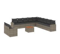 WGYHOME 12 piezas de sofá de jardín gris de ratán sintético con cojines lavables, modulares y resistentes a los rayos UV - para patio, jardín y patio