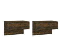 WGYHOME 2 mesitas de noche de pared de roble ahumado, fácil montaje y superficie de vivacidad, estable y resistente a la humedad, ideal para dormitorios y salas de estar modernas