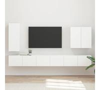 WGYHOME Armario de TV, montado en la pared, 6 unidades, color blanco, mueble para TV, banco de TV, mueble de salón, moderno armario de pared para salón dormitorio