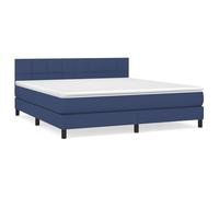 WGYHOME Cama con somier con colchón azul, 180 x 200 cm, tejido de poliéster, núcleo de muelles ensacados, cabecero de altura regulable, dureza media, para dormitorios y dormitorios