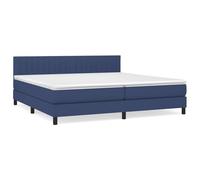 WGYHOME Cama con somier con colchón azul, 200 x 200 cm, tejido de poliéster, núcleo de muelles ensacados, cabecero de altura regulable, dureza media para la espalda, dormir boca abajo o dormitorio