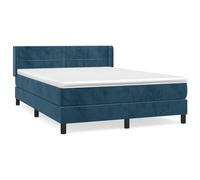 WGYHOME Cama con somier con colchón, color azul oscuro, 140 x 200 cm, terciopelo, núcleo de muelles ensacados, cabecero de altura regulable, dureza media para espalda, boca abajo o dormitorio