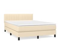 WGYHOME Cama con somier con colchón, color crema, 140 x 200 cm, núcleo de muelles ensacados de dureza media, para espalda, boca abajo, cabecero de altura ajustable, para salón, dormitorio