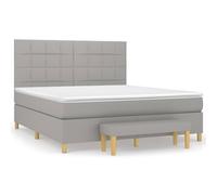 WGYHOME Cama con somier con colchón, color gris claro, 180 x 200 cm, tejido de muelles ensacados de dureza media, para espalda, boca abajo, dormitorio, salón