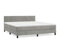 WGYHOME Cama con somier con colchón, color gris claro, 180 x 200 cm, terciopelo, núcleo de muelles ensacados de dureza media, para dormitorios y dormitorios