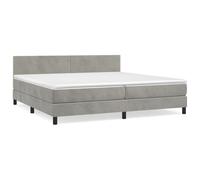 WGYHOME Cama con somier con colchón, color gris claro, 200 x 200 cm, terciopelo, núcleo de muelles ensacados, cabecero de altura regulable, dureza media, para dormir boca arriba y abajo dormitorio