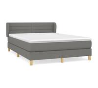WGYHOME Cama con somier con colchón, color gris oscuro, 140 x 190 cm, tejido de poliéster, núcleo de muelles ensacados de dureza media, para dormitorios y dormitorios