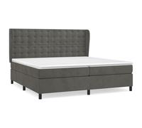WGYHOME Cama con somier con colchón, color gris oscuro, 200 x 200 cm, terciopelo, altura regulable, cabecero de muelles ensacados de dureza media para espalda, boca abajo o dormitorio