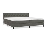 WGYHOME Cama con somier con colchón, color gris oscuro, 200 x 200 cm, terciopelo con muelles ensacados de dureza media, para dormitorios y habitaciones de invitados