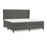 WGYHOME Cama con somier con colchón, color gris oscuro, 200 x 200 cm, terciopelo, núcleo de muelles ensacados de dureza media, para dormitorios y dormitorios