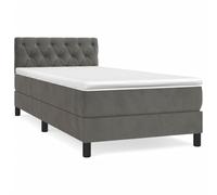 WGYHOME Cama con somier con colchón, color gris oscuro, 80 x 200 cm, núcleo de muelles ensacados de terciopelo, cabecero de altura regulable, dureza media, para espalda, boca abajo, dormitorio