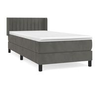 WGYHOME Cama con somier con colchón, color gris oscuro, 80 x 200 cm, terciopelo, núcleo de muelles ensacados de dureza media, para dormitorios y dormitorios